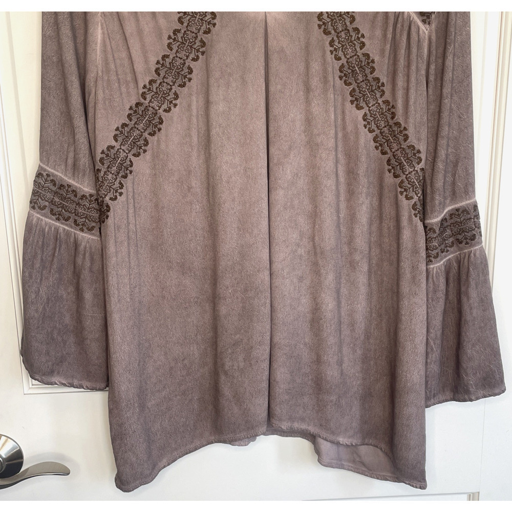 Knox Rose Women's Boho Embroidered Blouse Sz S Bell Sleeve Flowy Peasant Cowgirl - Picture 4 of 15